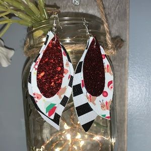 Christmas leather earrings